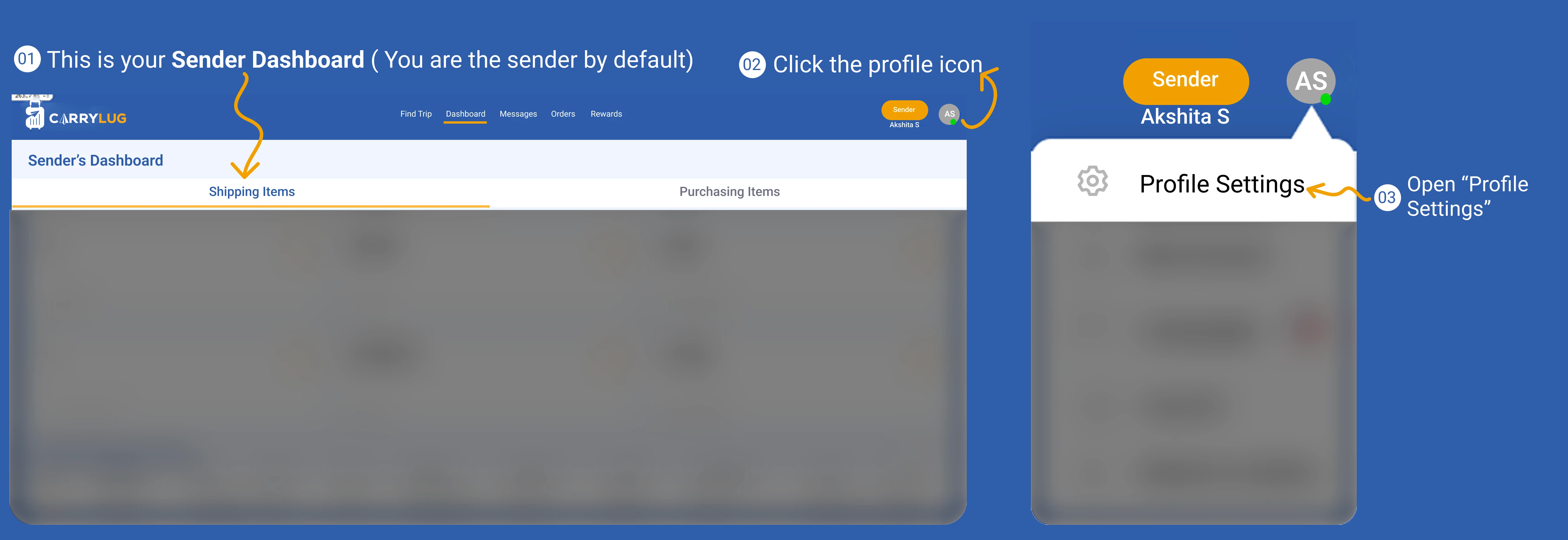 Sender guide step image