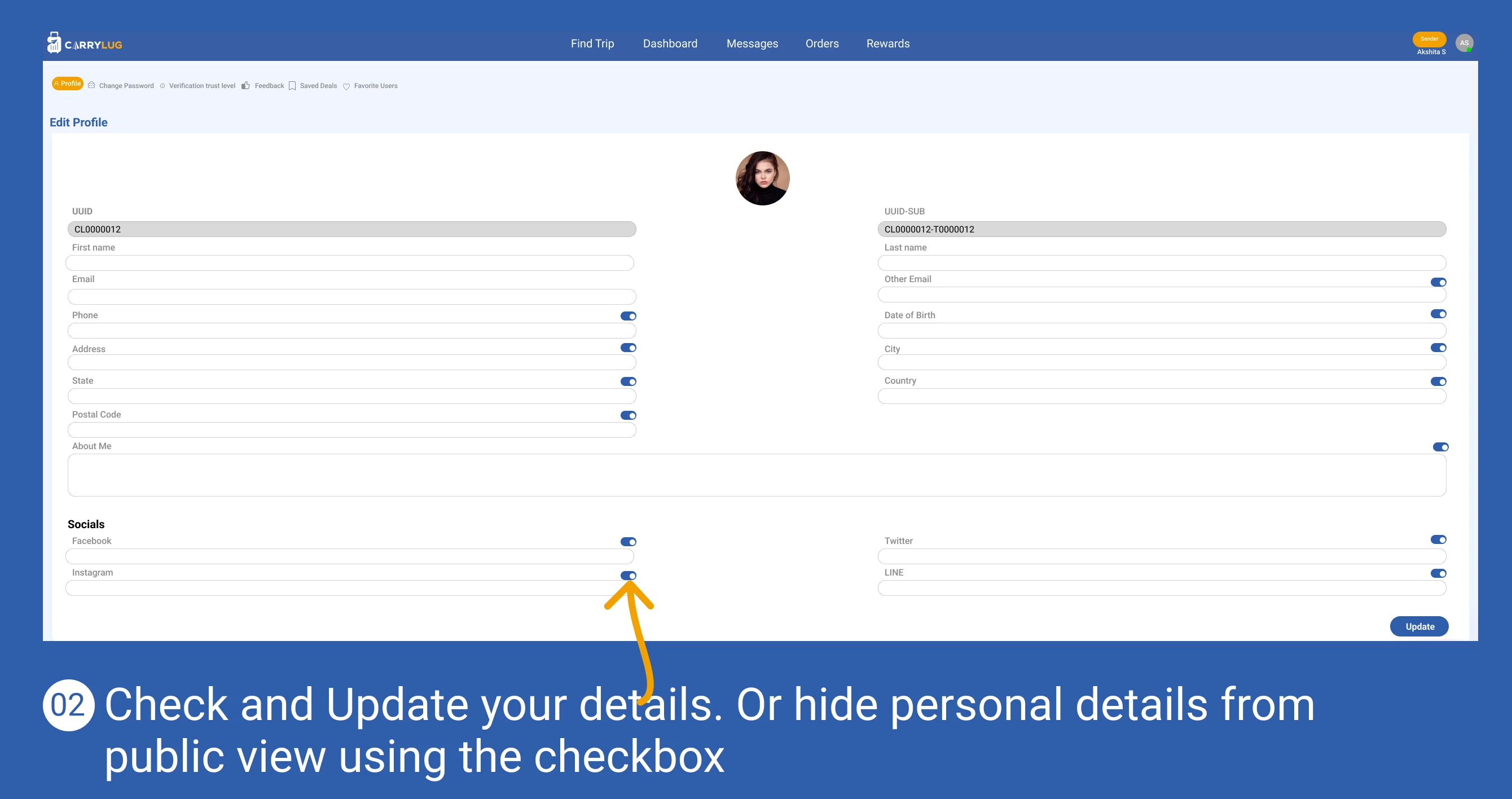 Sender guide step image