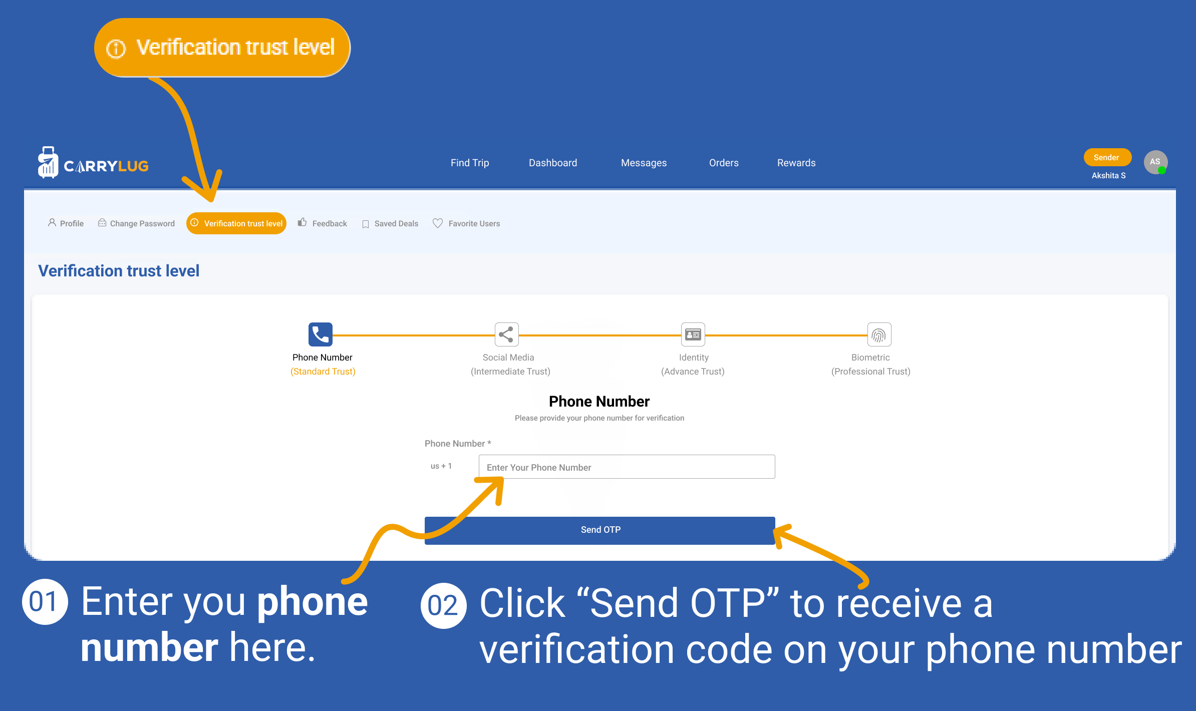 Sender guide step image